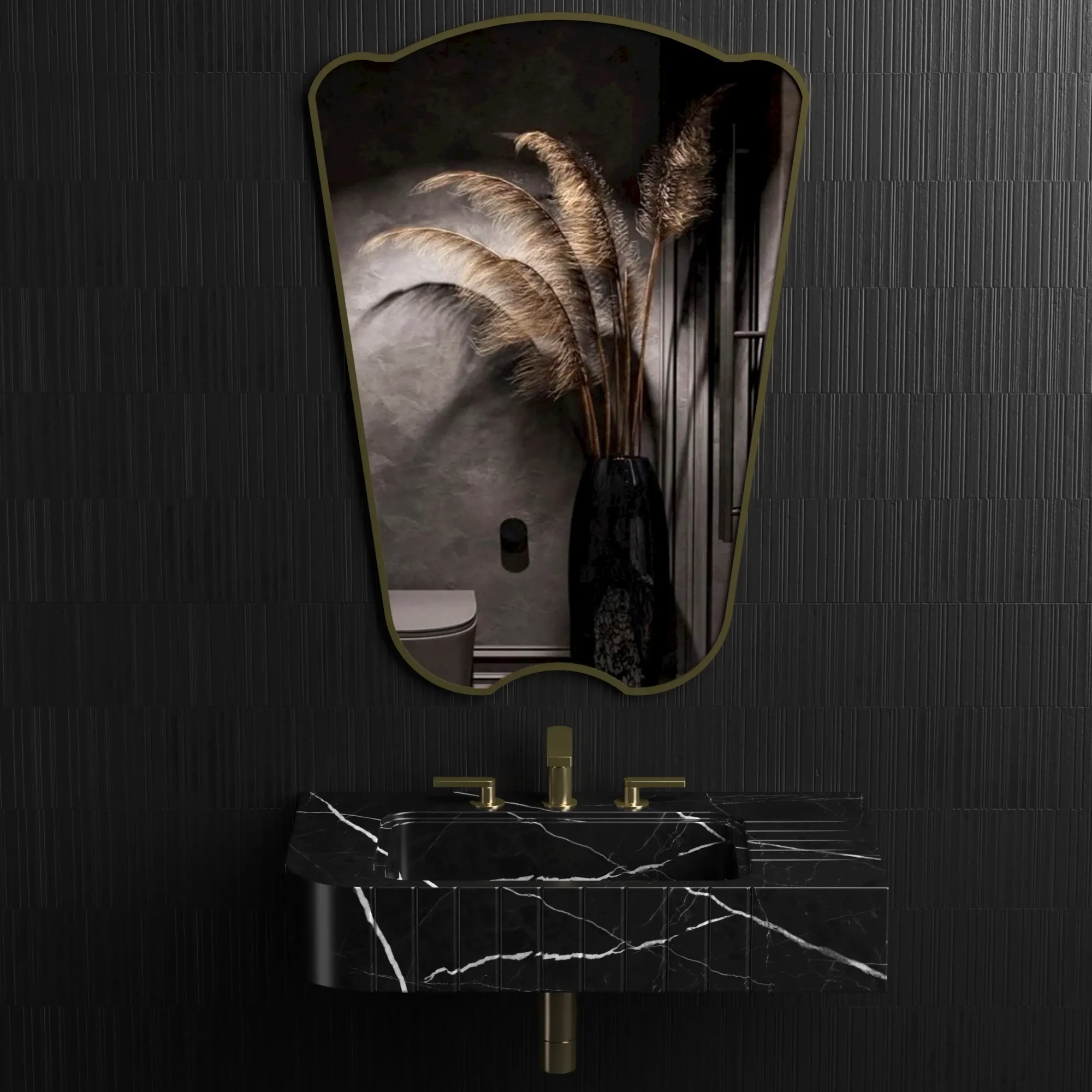 Luxury Redefined: Elevate Your Space with the Black Marble Wall-Mounted Wash Basin