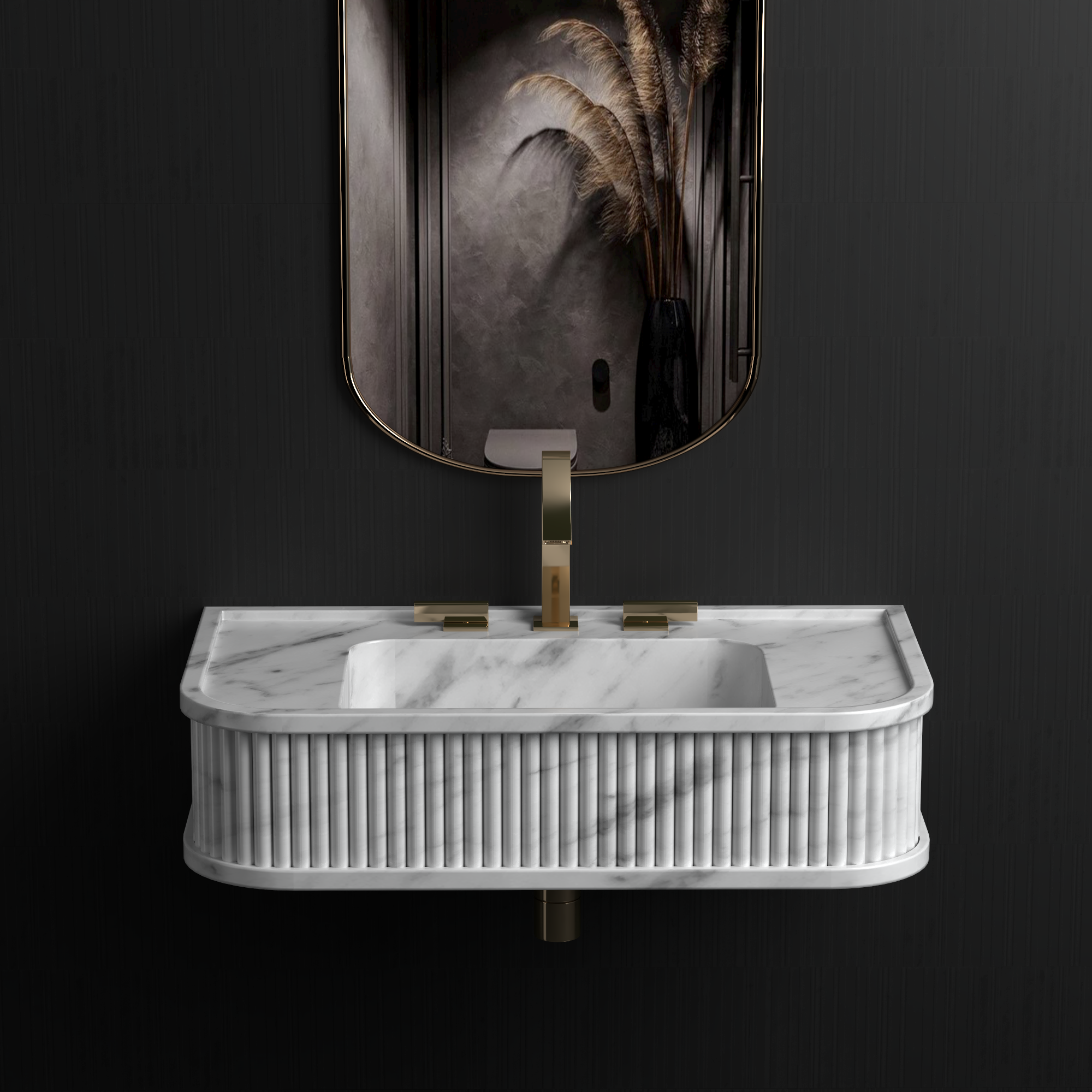 Luxury Redefined: Elevate Your Space with the White Carrara Marble Wall-Mounted Wash Basin